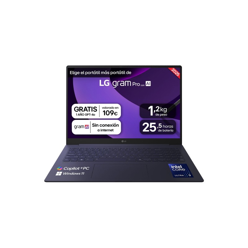 LG Gram Pro 16Z90TS-G.AU99B Intel Core Ultra 9-288V 32GB 1TB SSD 16 IPS Windows 11 Home Gris