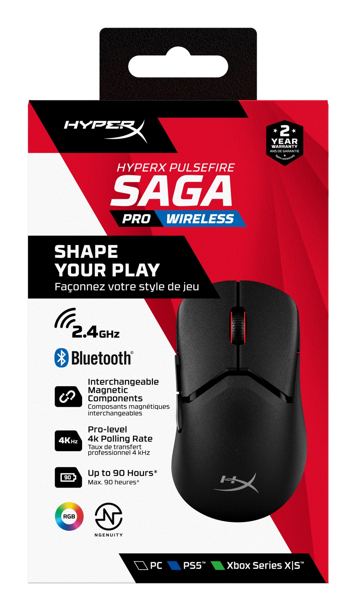 Ratón HyperX Pulsefire Saga Pro Inalámbrico Negro