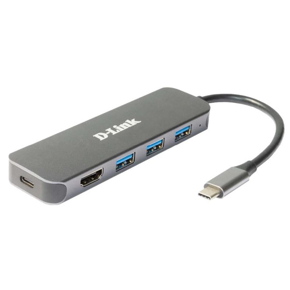 Hub USB D-Link DUB-2333 USB-C 3 puertos USB-A 1 HDMI 60W Power Delivery Gris