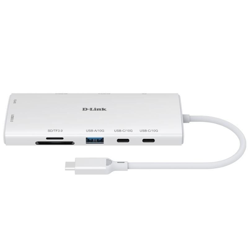 Hub USB D-Link DUP-A01 USB-C 10 puertos 2x HDMI RJ45 Blanco