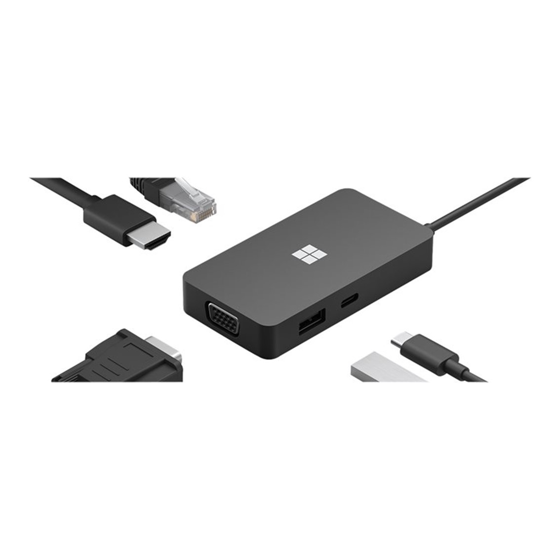 Hub USB Microsoft Travel USB-C Ethernet VGA HDMI Negro