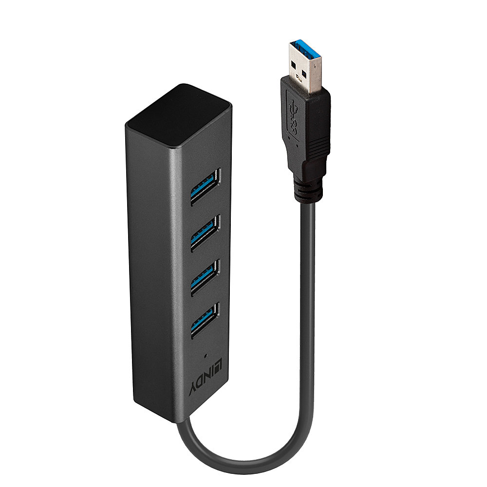 Hub USB Lindy 43324 4 puertos USB 3.2 Gen 1 Negro
