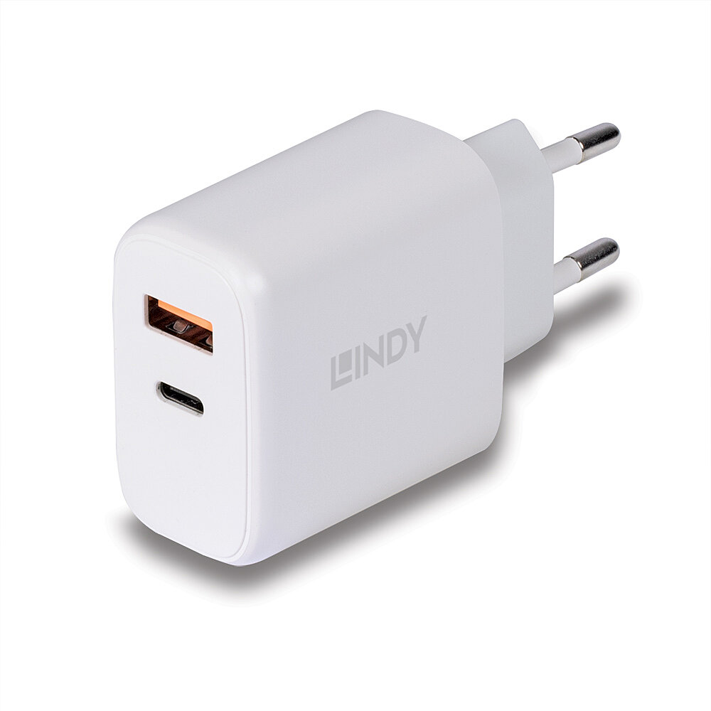 Cargador de pared Lindy 73424 USB-C USB-A Blanco 30W