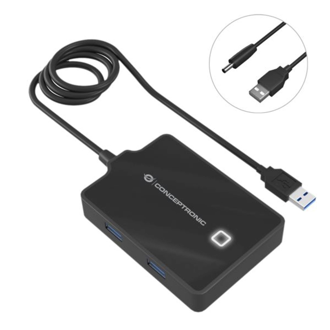 Hub USB Conceptronic HUBBIES11B 4 puertos USB 3.0 Negro