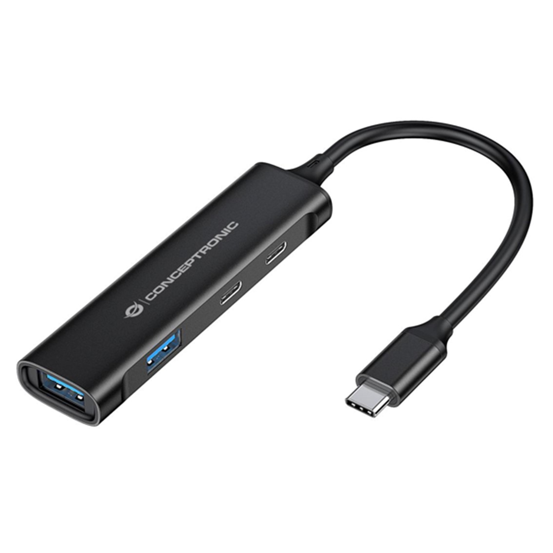Hub USB Conceptronic HUBBIES12B 4 puertos USB-C y USB-A Negro