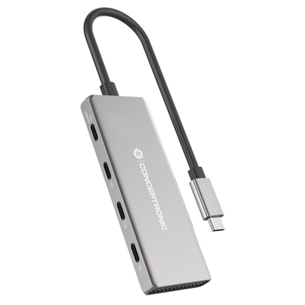 Hub USB Conceptronic HUBBIES16G USB-C 4 puertos Gris