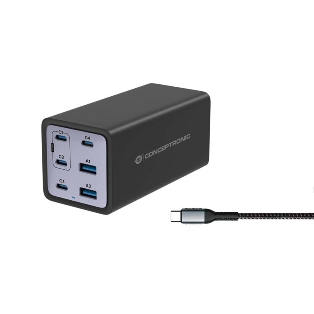Cargador de pared Conceptronic OZUL06BE USB-C Negro 200W (cable)