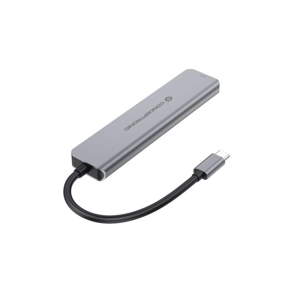 Hub USB-C Conceptronic DONN33G 6 en 1 HDMI 4K 100W Plata