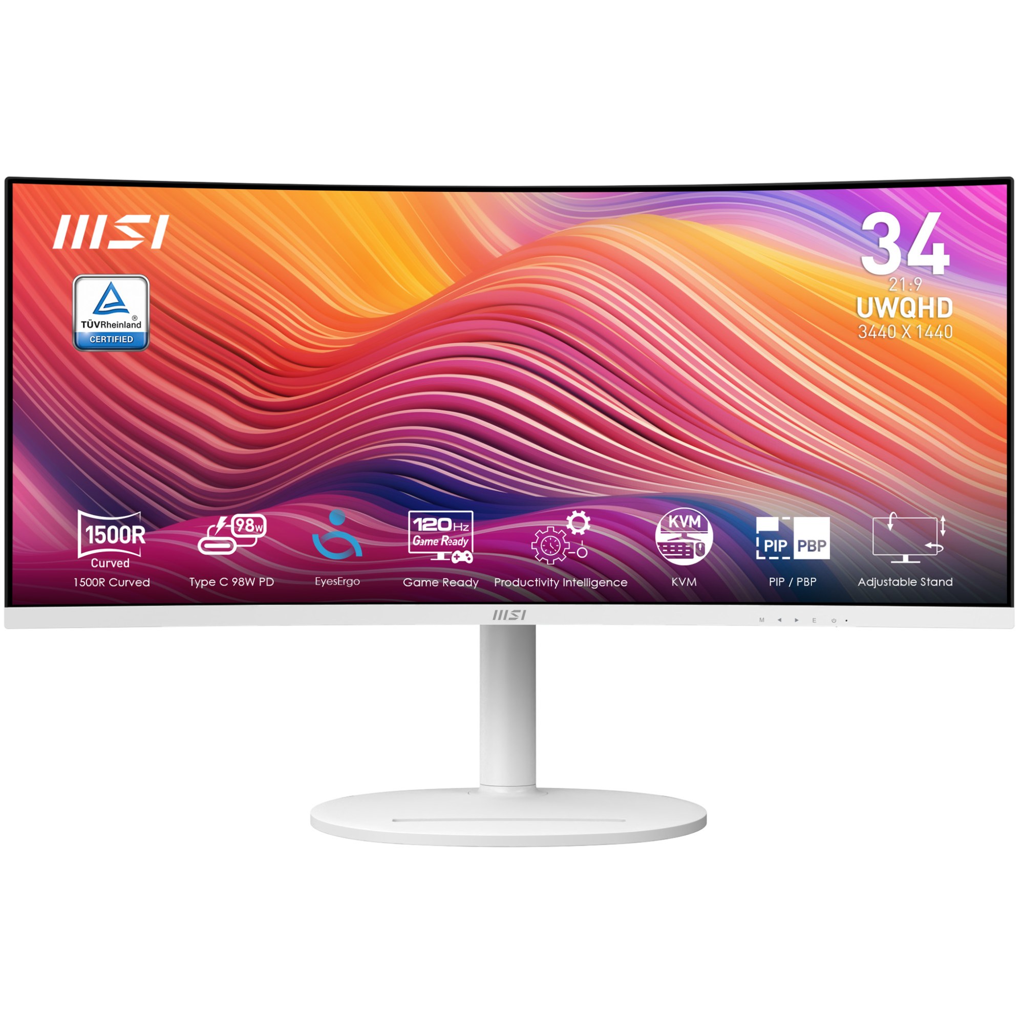 Monitor MSI Modern MD342CQPW 34" VA Curvo 3440 x 1440 120 Hz Blanco