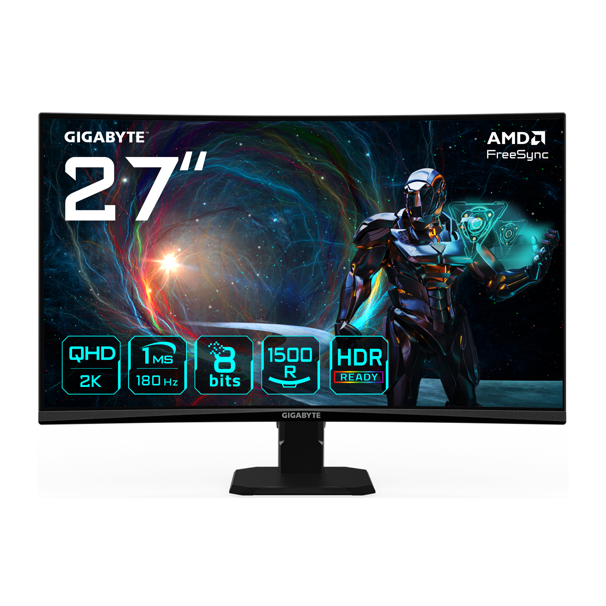 GIGABYTE GS27QCA 27" Monitor Curvo para Gaming QHD - 2560 x 1440, 180Hz, 1ms, 25