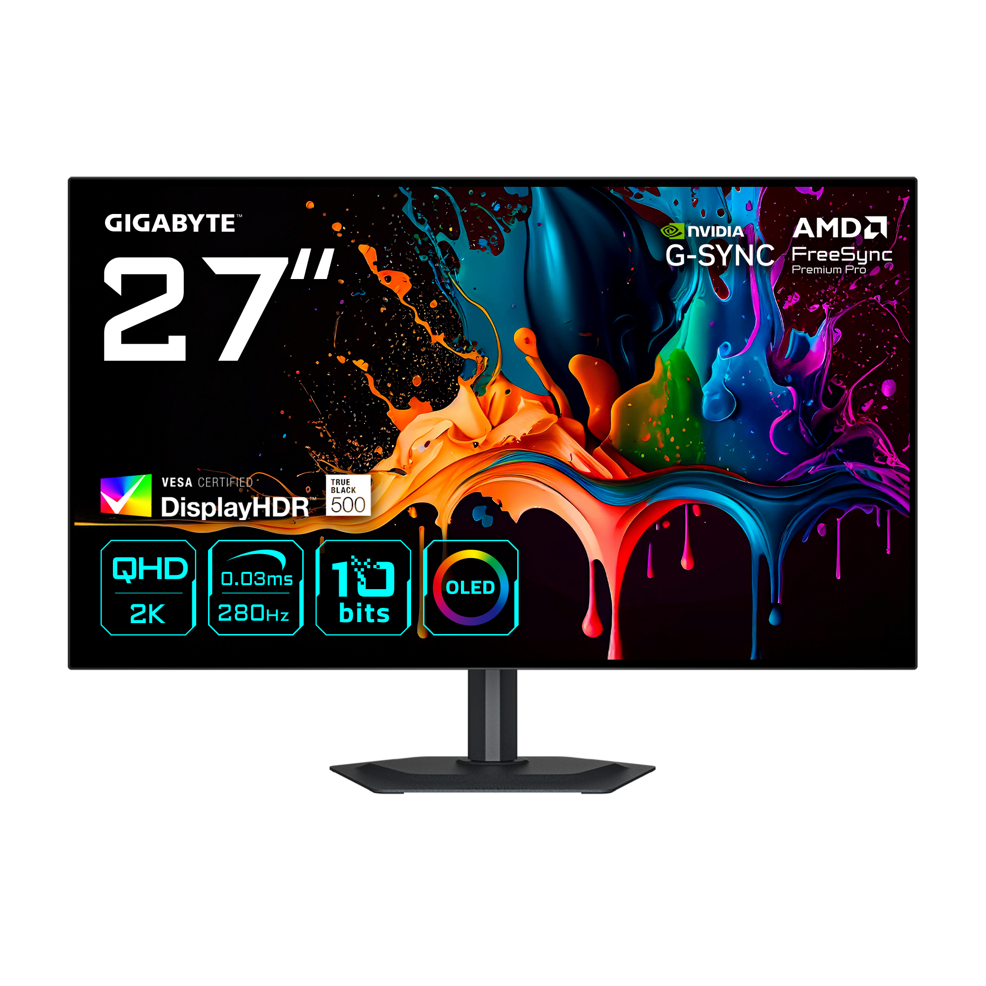 GIGABYTE MO27Q28G Monitor Gaming OLED 27" QHD - 2560 x 1440, 280Hz, 0,03ms, 335