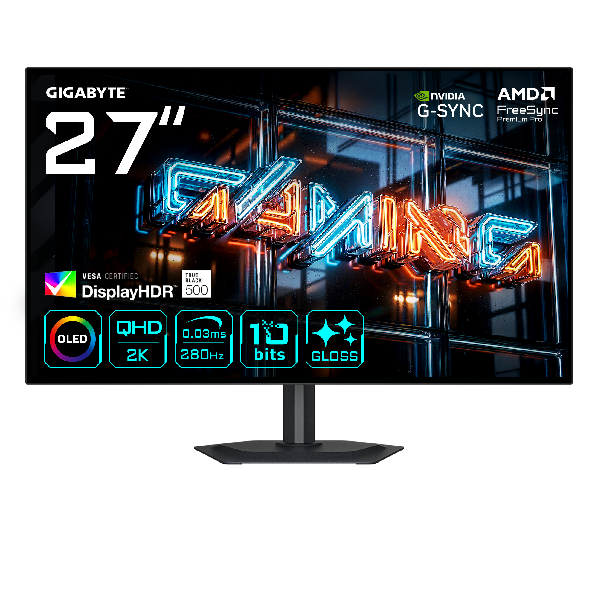 MONITOR GIGABYTE 27" MO27Q28GR,WOLED,2560X1440 (QHD),0.229PP,1.5M:1,0.03MS,280HZ