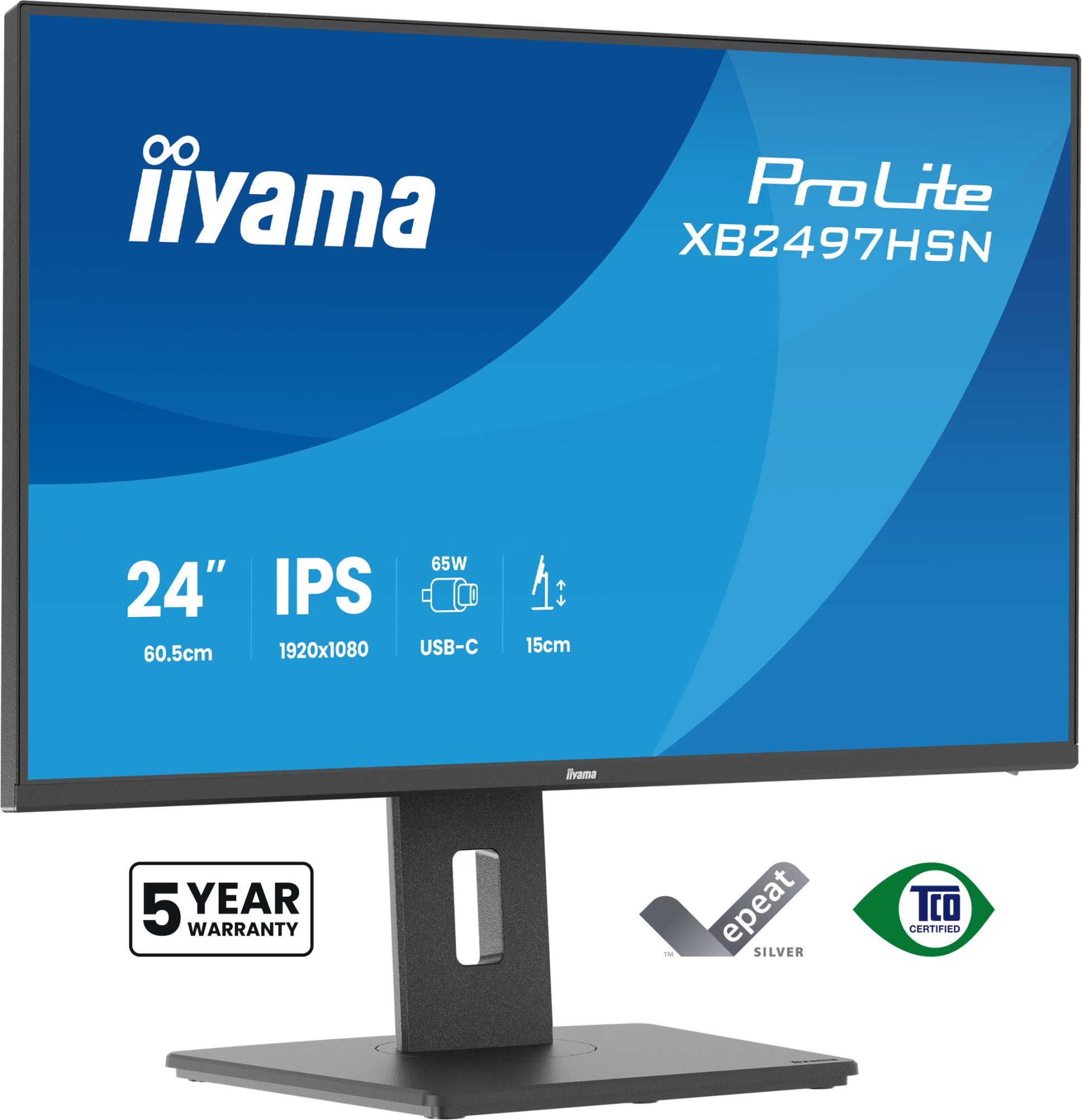 Monitor Iiyama 23.8" Full HD IPS 100Hz USB-C 65W Negro