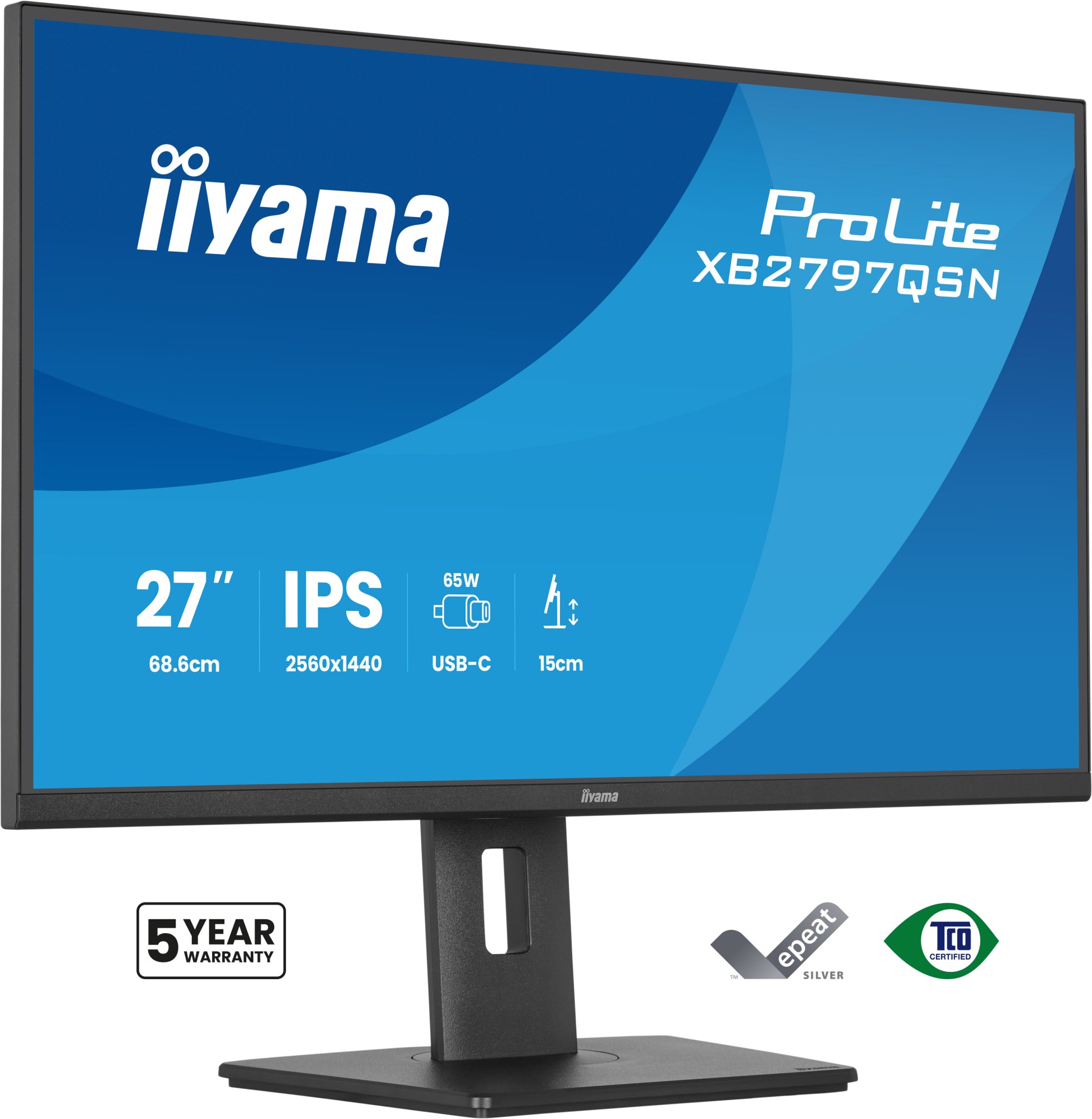 Monitor Iiyama ProLite XB2797QSN-B1 27" QHD 2560x1440 75Hz IPS Negro