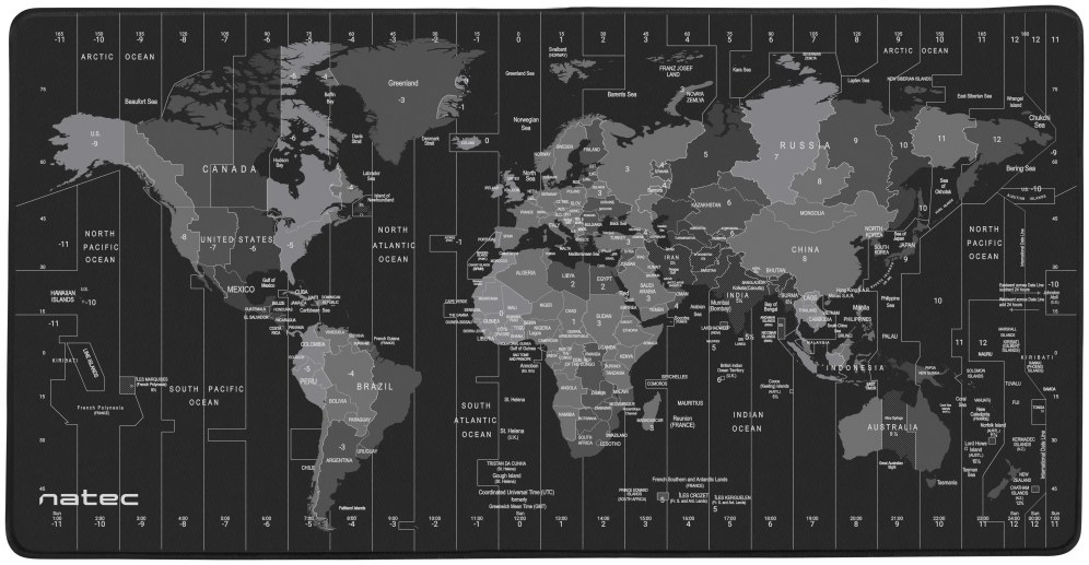 Alfombrilla Natec Time Zone Map Maxi XL Negro