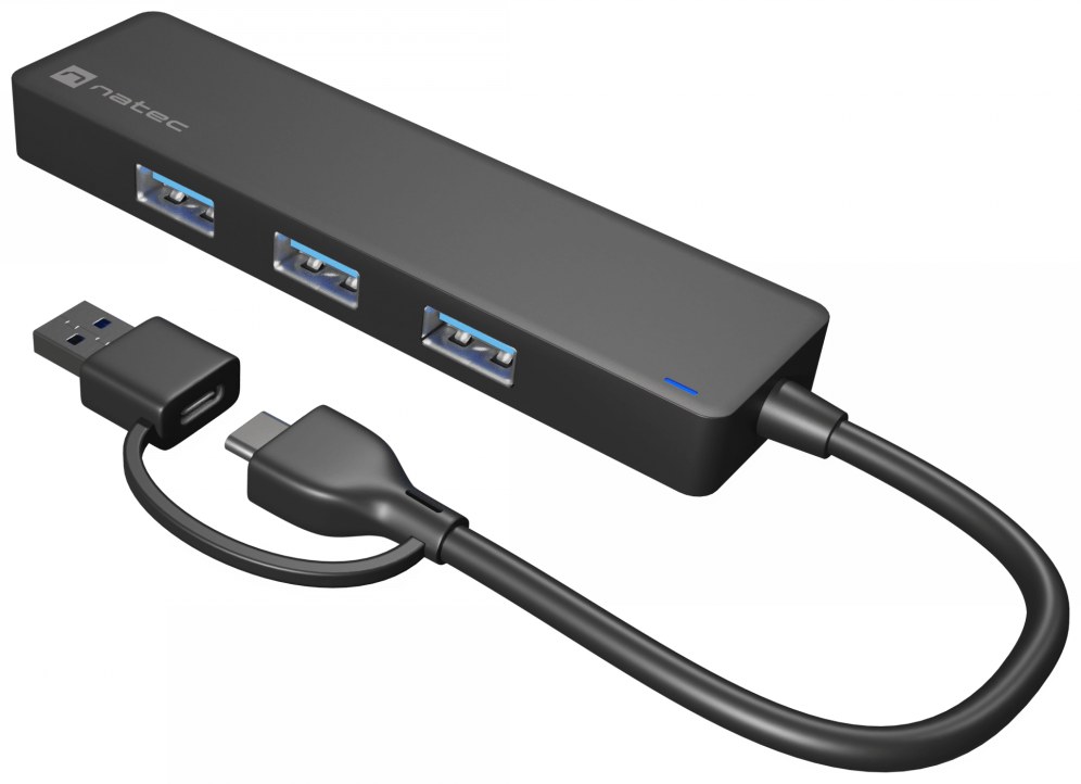 Hub USB NATEC Mayfly USB 3.2 Gen 1 Type-A Type-C Negro