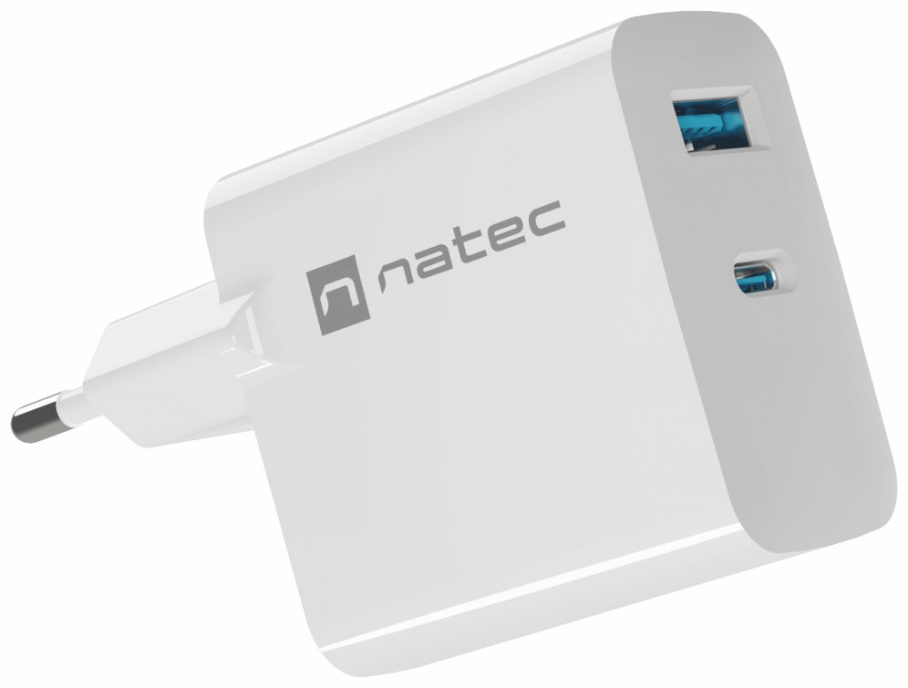 Cargador de pared Natec NUC-2142 USB-C USB-A Blanco 65W