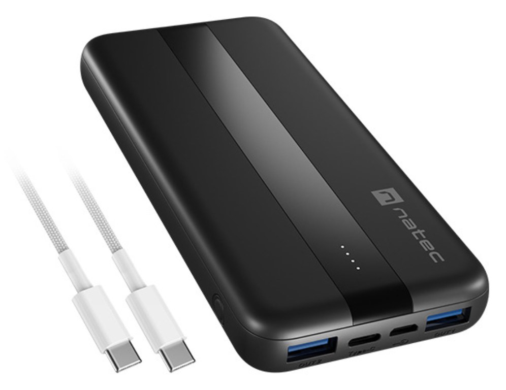Batería externa Natec TREVI SLIM Q V2 USB-C USB-A Negro