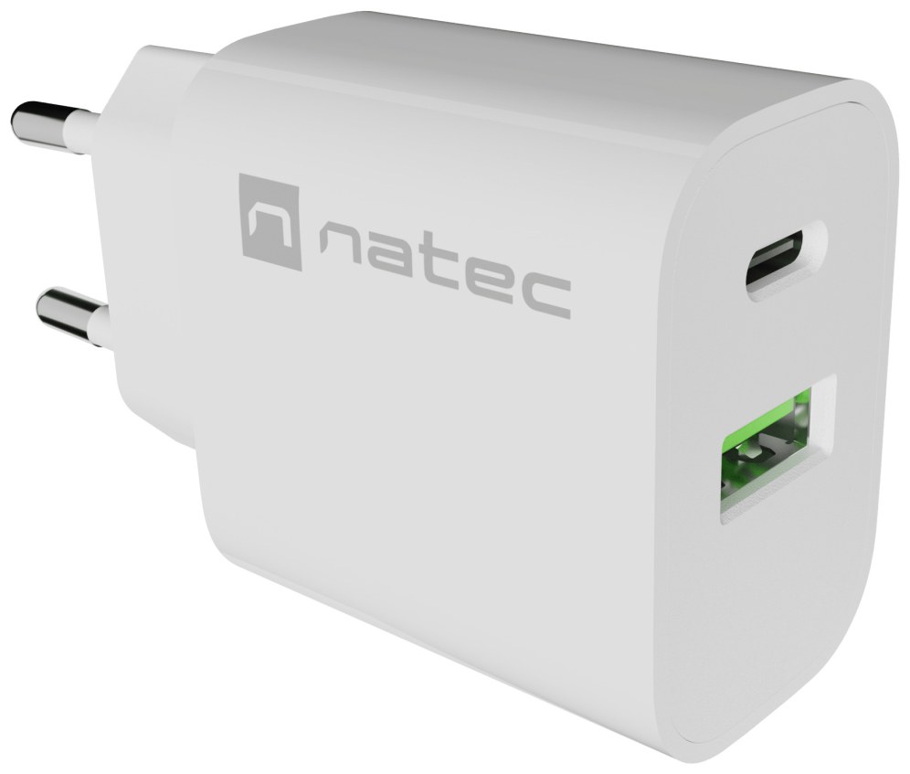 Cargador de pared Natec Ribera Universal USB-C USB-A Blanco 20W