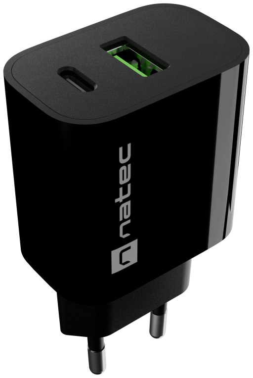 Cargador de pared Natec NUC-2397 USB-C USB-A Negro 20W