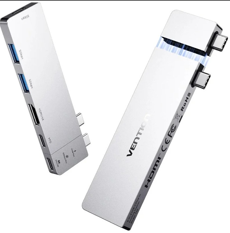 DOCKING STATION 5 PUERTOS USB-C HDMI 4K/2xUSB-A/USB-C PD/1xTHUNDER GRIS VENTION