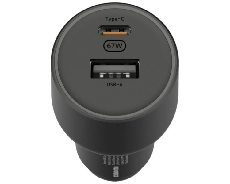 Cargador de coche Xiaomi 67W Car Charger USB-C USB-A Negro