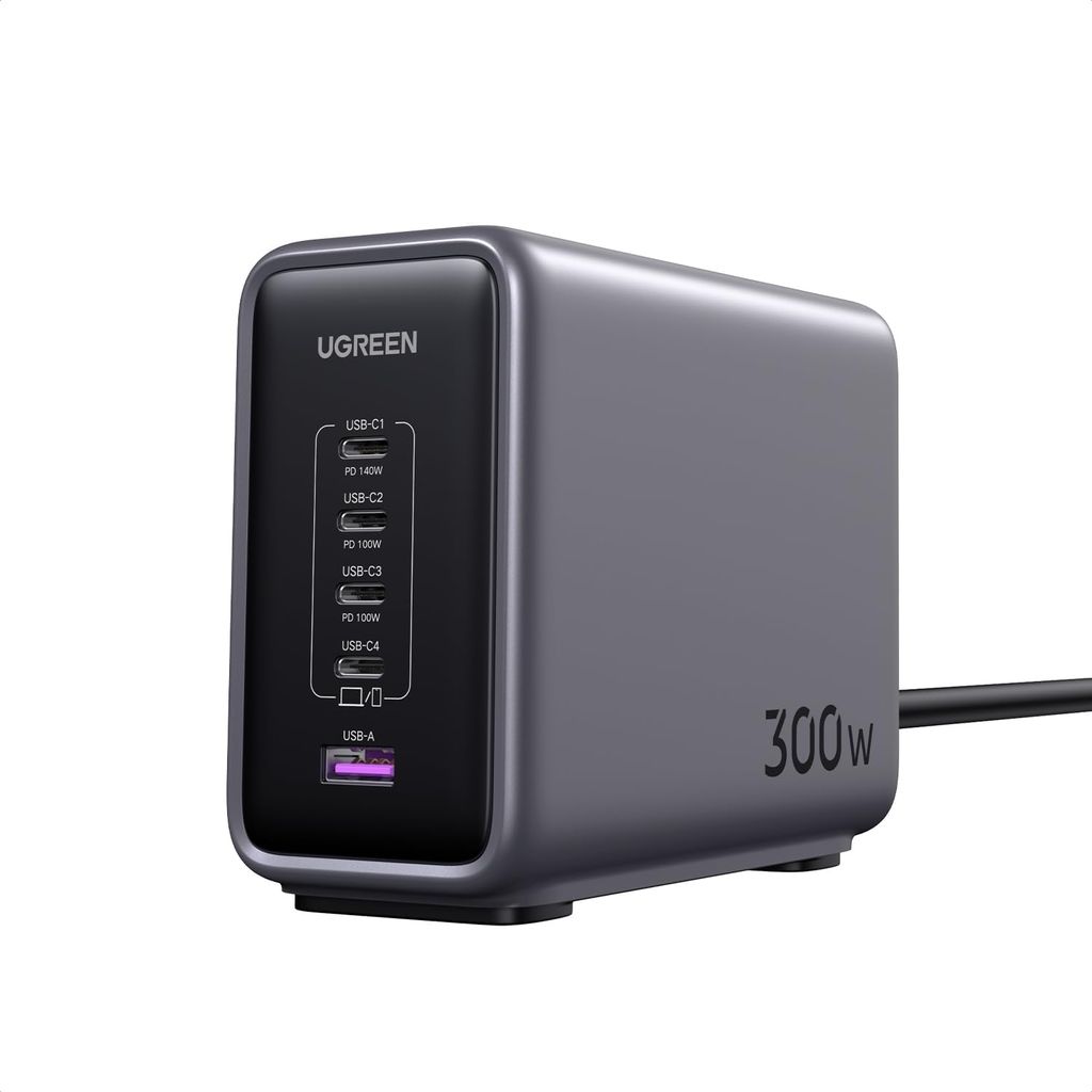 Cargador de pared Ugreen 90903B USB-C USB-A Negro 300W