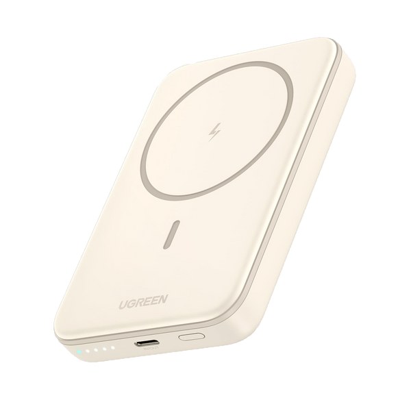 Batería externa Ugreen Mini Magnetic 10000mAh USB-C Inalámbrico Beige