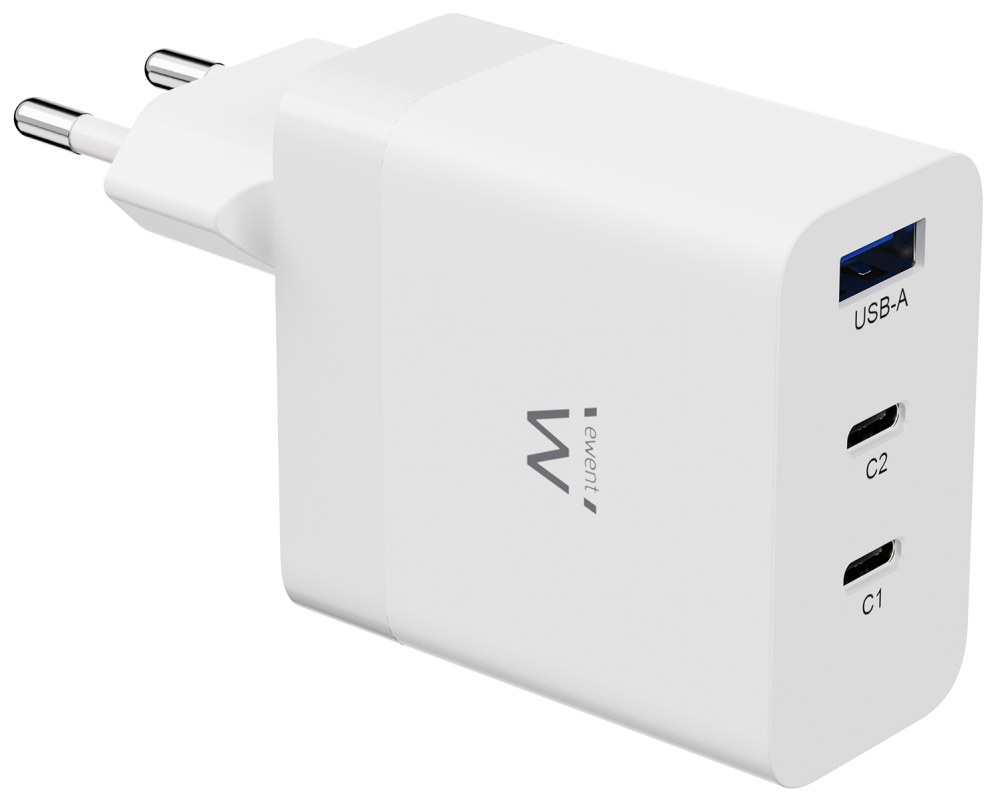 Cargador de pared Ewent EW1323 USB-C USB-A Blanco 65W