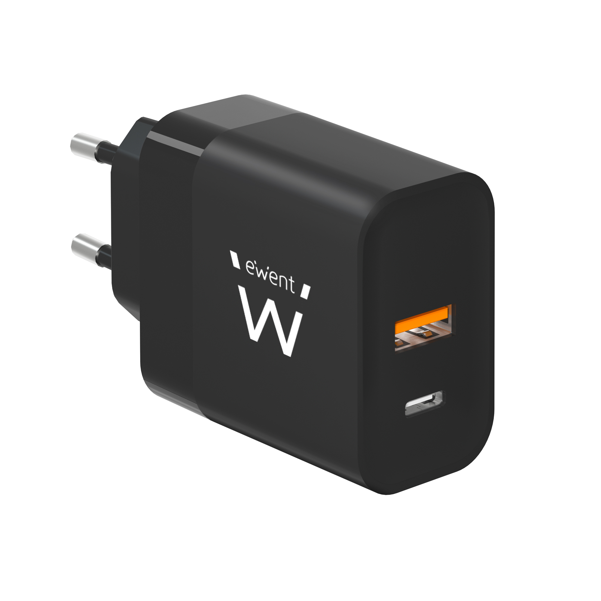 Cargador de pared Ewent EW1327 USB-C USB-A Negro 45W