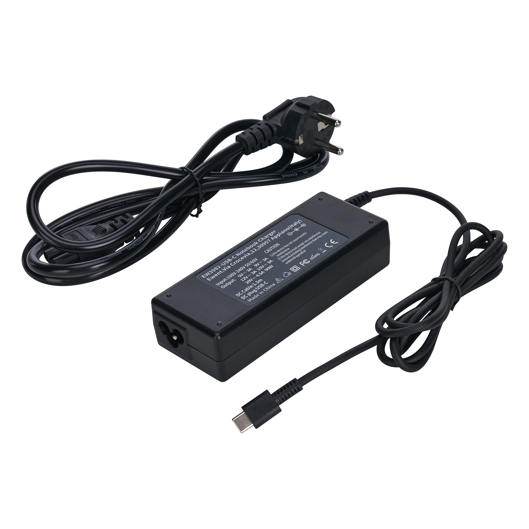 Cargador para portátil Ewent EW3982 USB-C Negro 90W