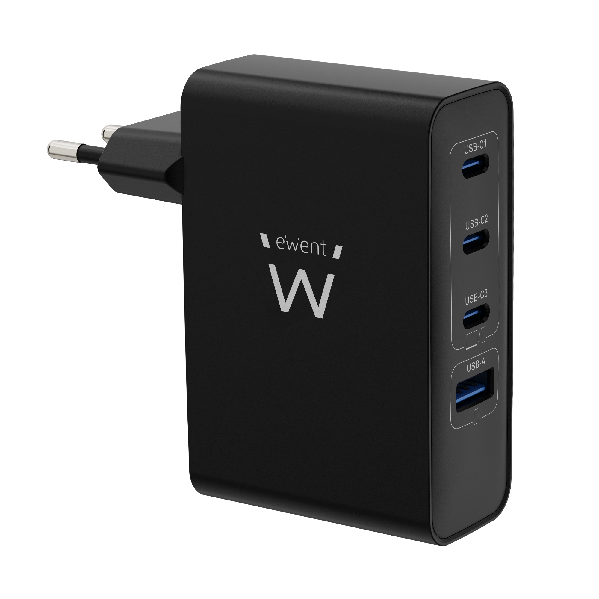 Cargador de pared Ewent EW1336 USB-C USB-A Negro 100W