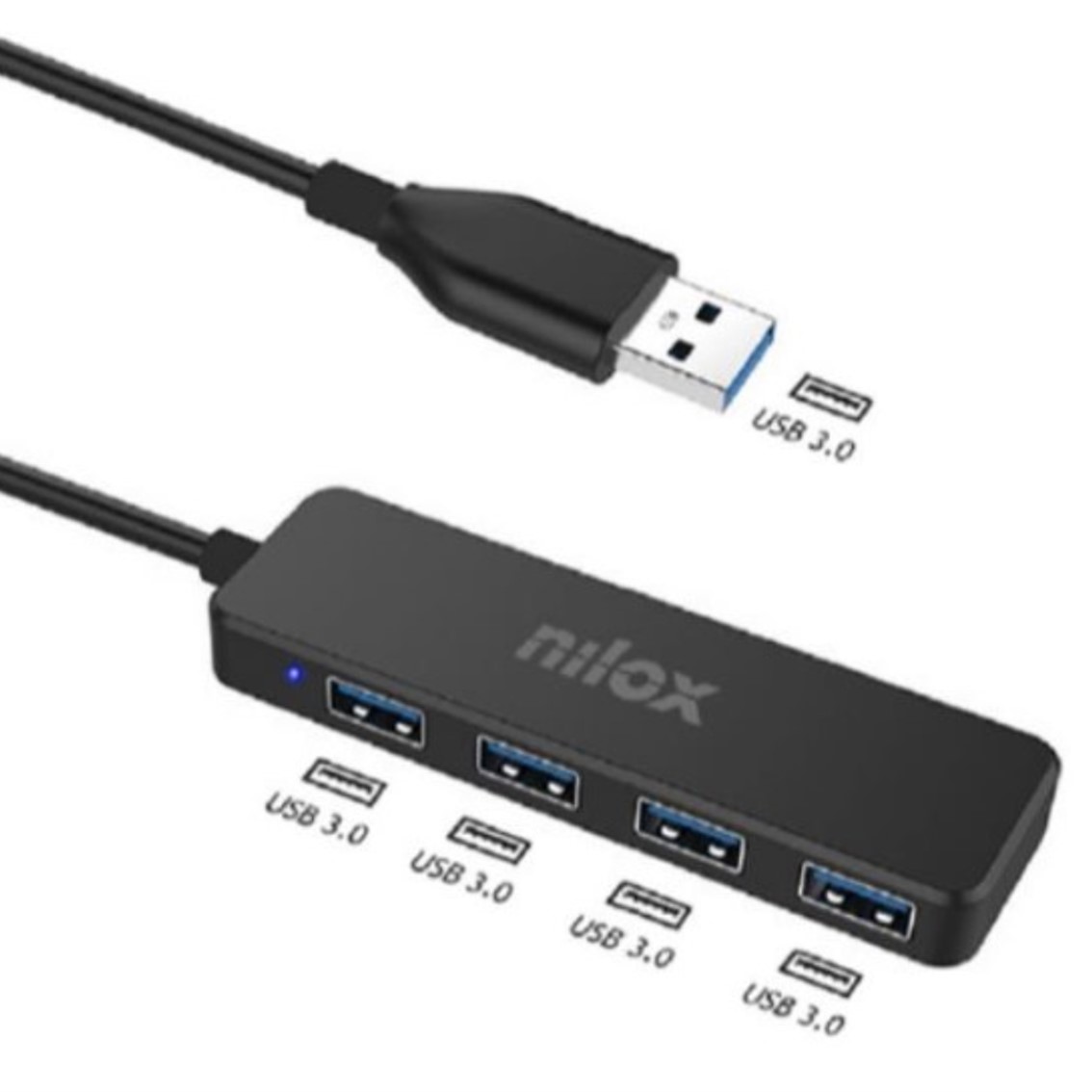 Hub Nilox 4 puertos USB 3.0 Negro