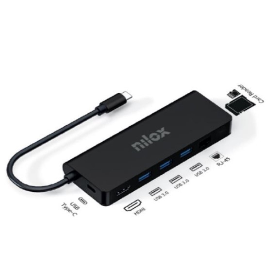 Docking station Nilox NXDSUSBC04 8 en 1 USB-C HDMI Ethernet Negro