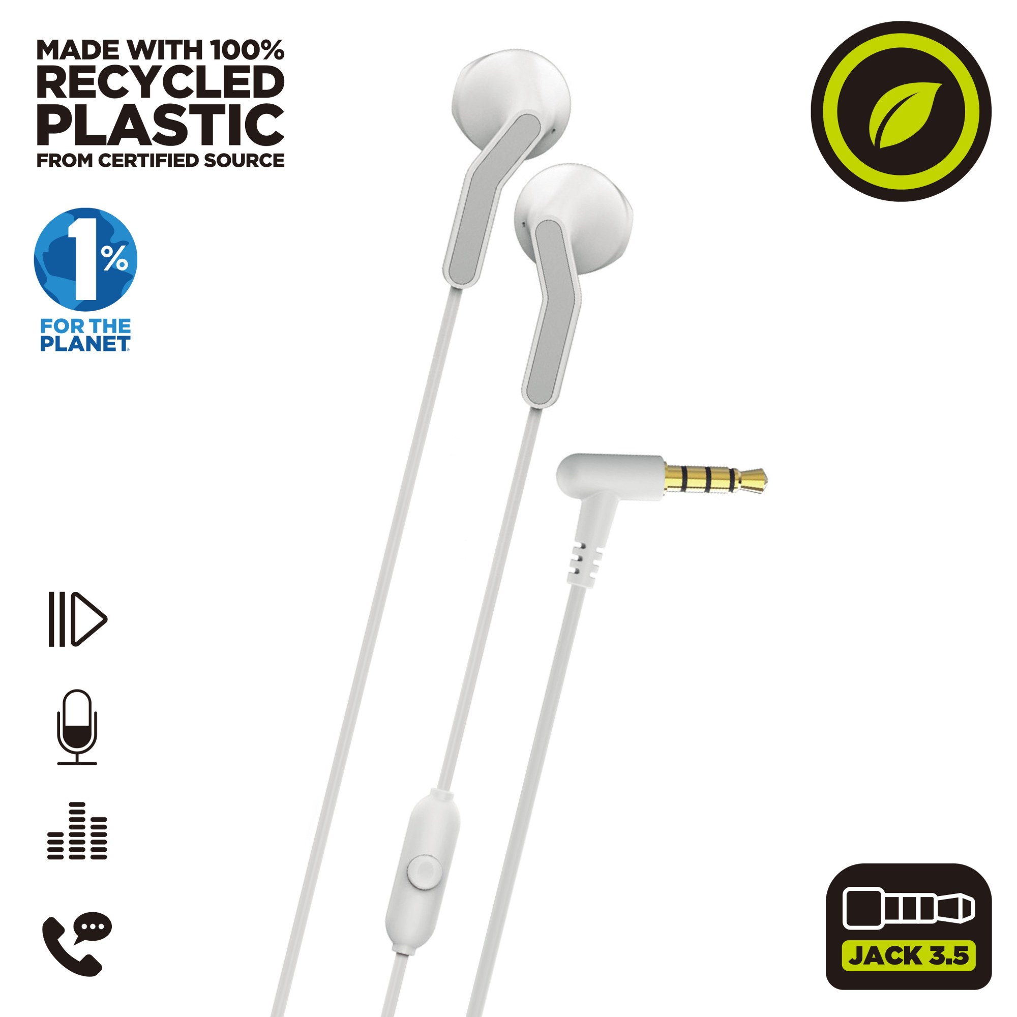 Auriculares Muvit E56 Intraurales con cable Jack 3,5 mm Blanco