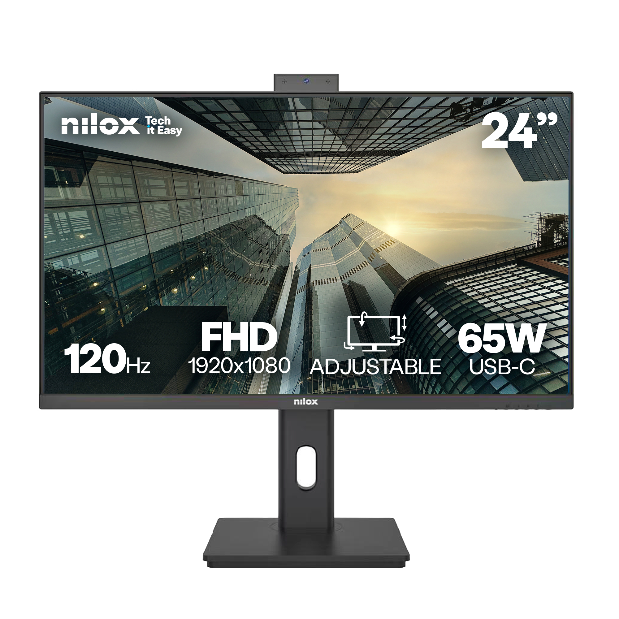 Monitor Nilox 24" IPS Full HD 120Hz Webcam Ajustable Negro