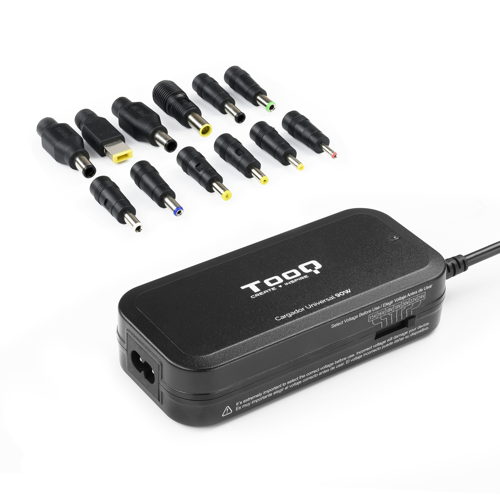 Cargador para portátil Tooq TQLC-90BS02M USB-A Clavija de portátil Negro 90W