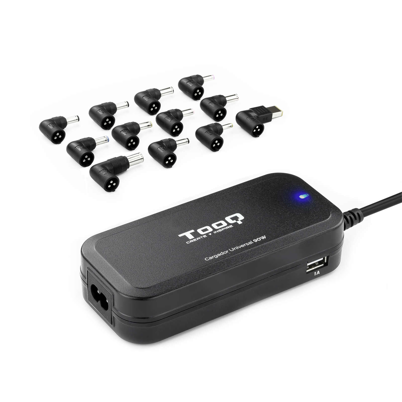 Cargador para portátil Tooq TQLC-90BS02AT USB-A Clavija de portátil Negro 90W