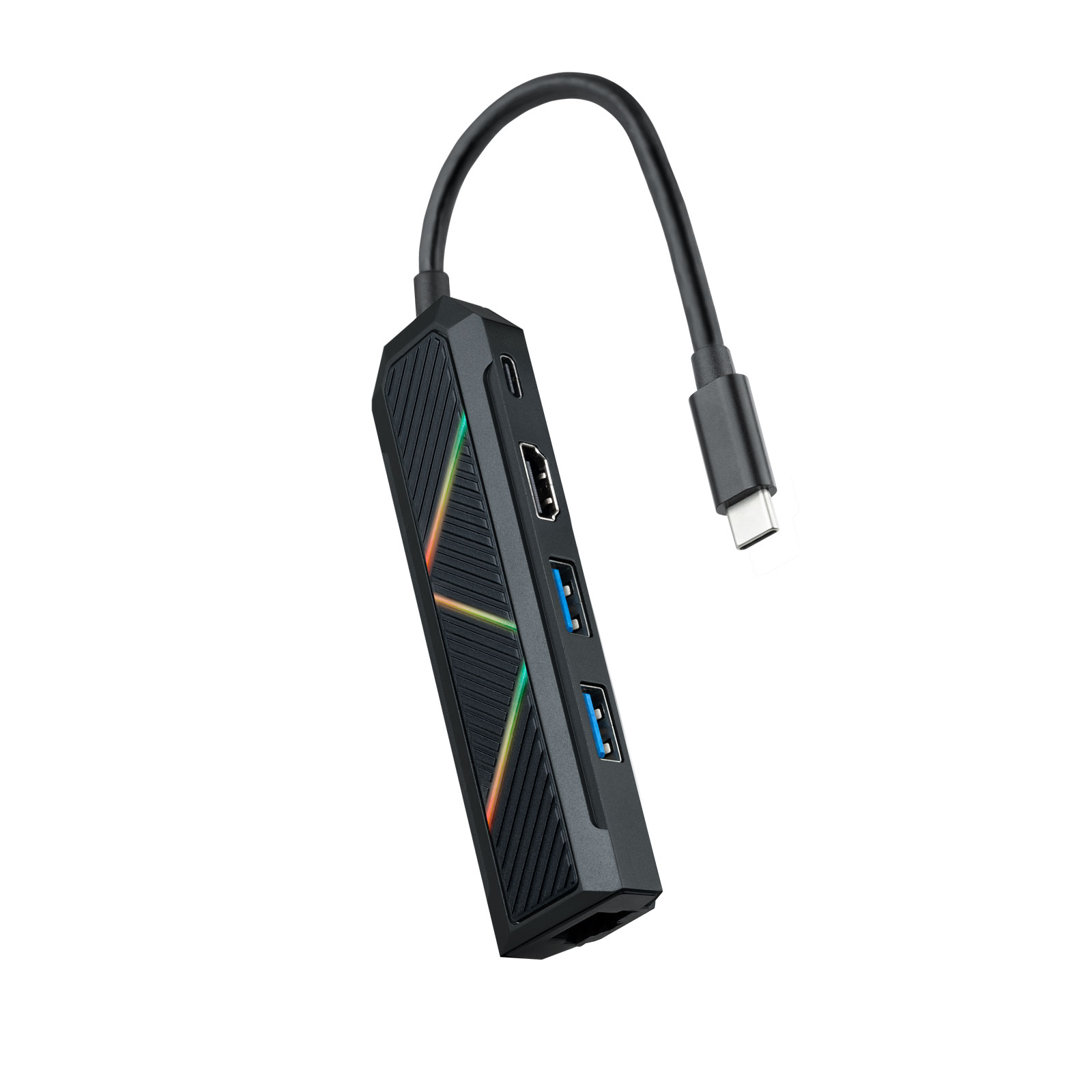 Hub USB-C Nanocable 5 en 1 USB-A HDMI RJ45 100W Negro