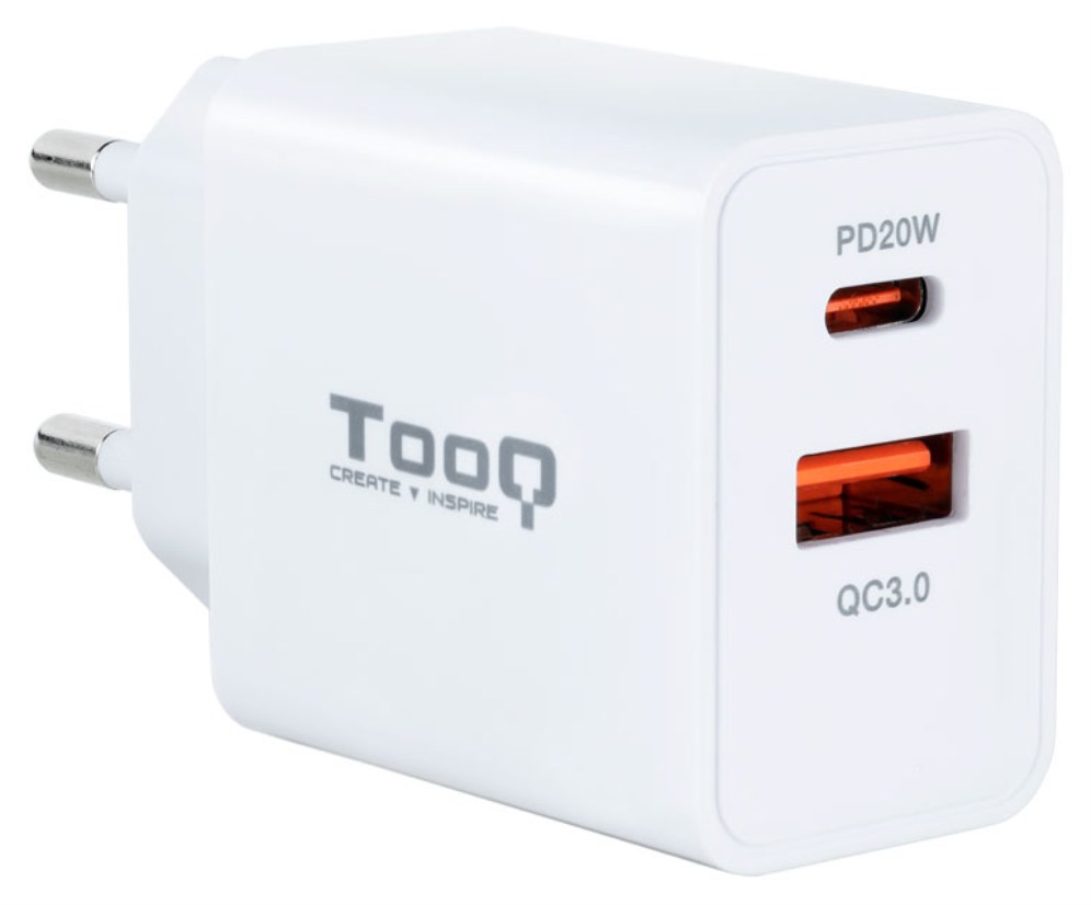 Cargador de pared Tooq TQWC-2SC04WT USB-C USB-A Blanco 20W