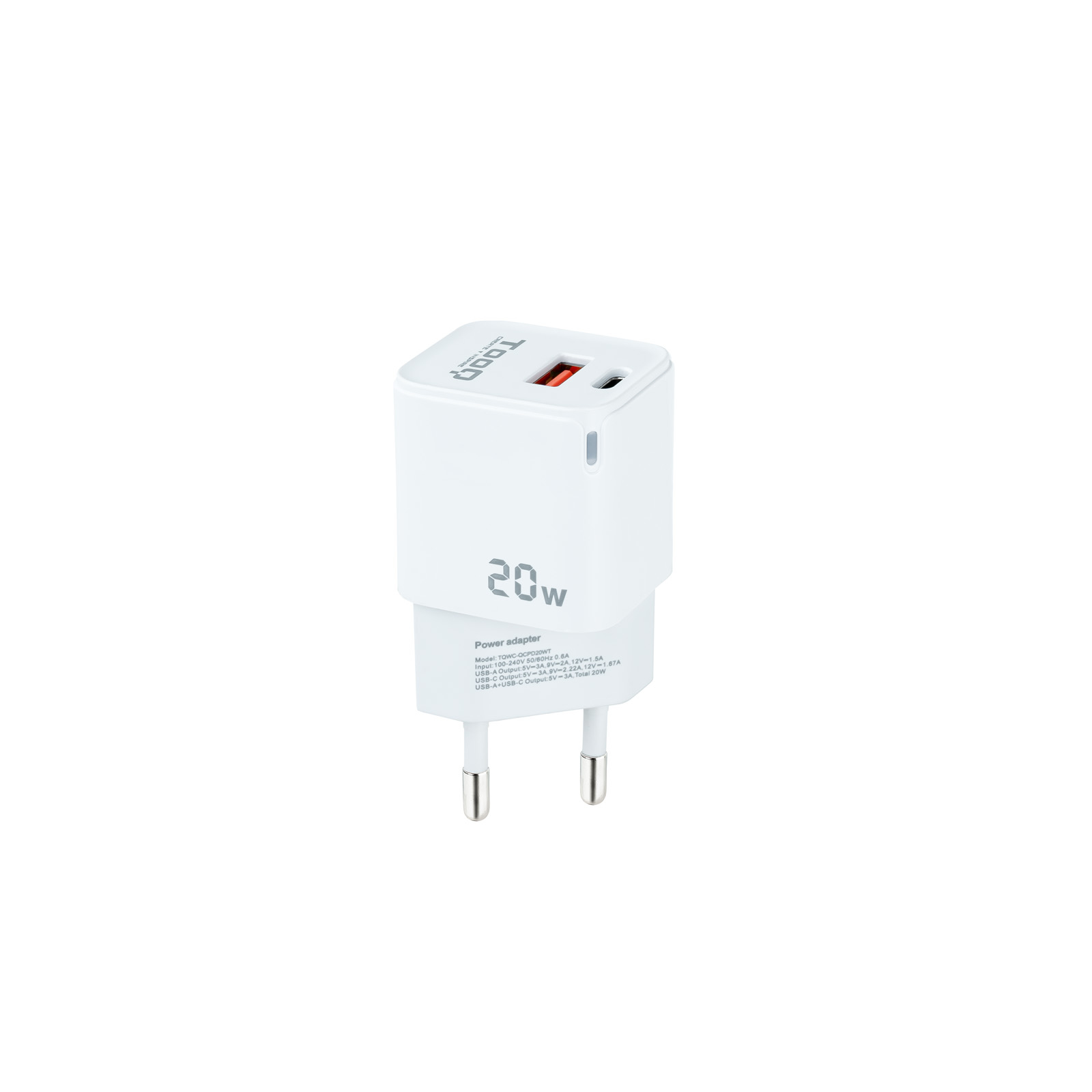 Cargador de pared Tooq TQWC-QCPD20WT USB-C USB-A Blanco