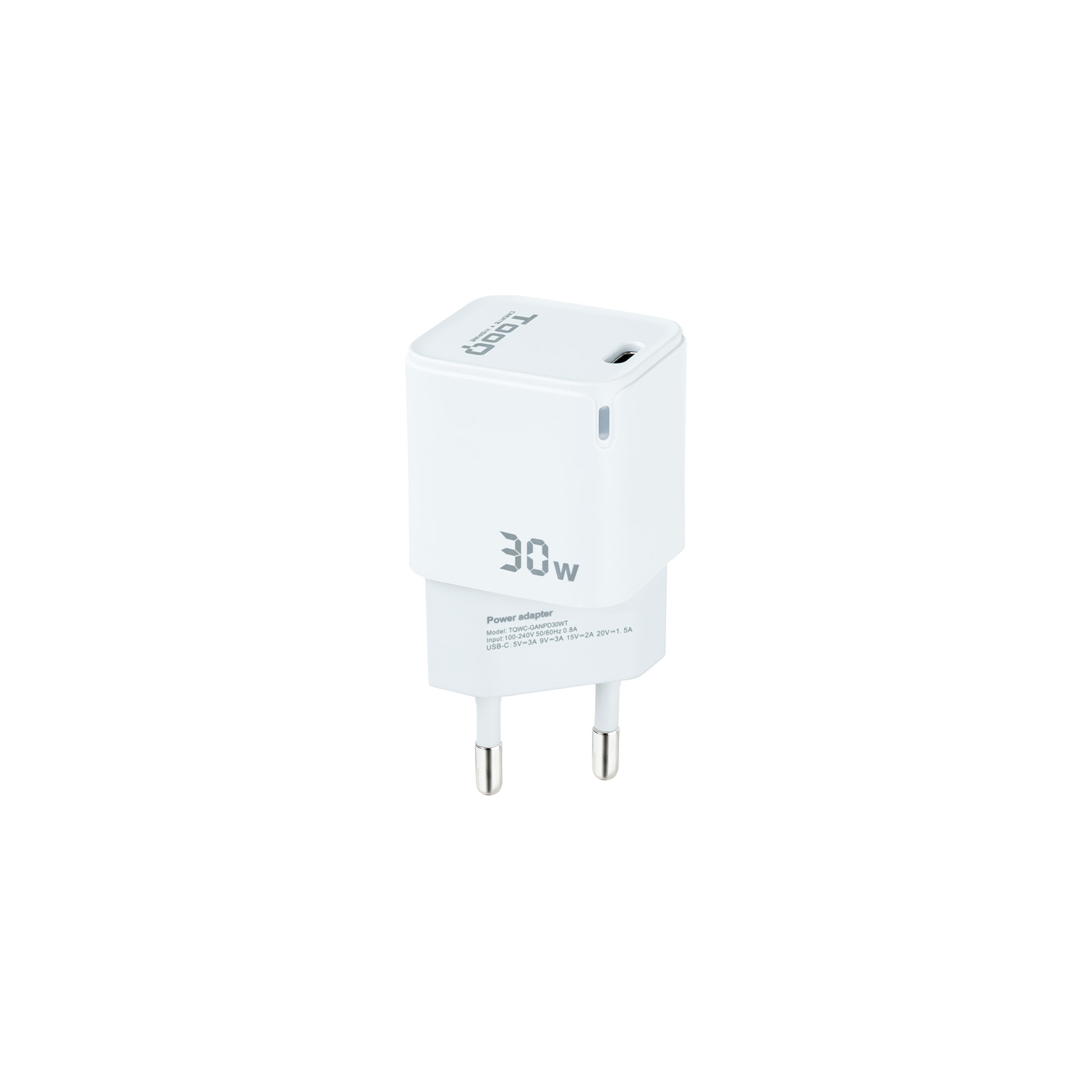 Cargador pared tooq usb - c blanco 30w