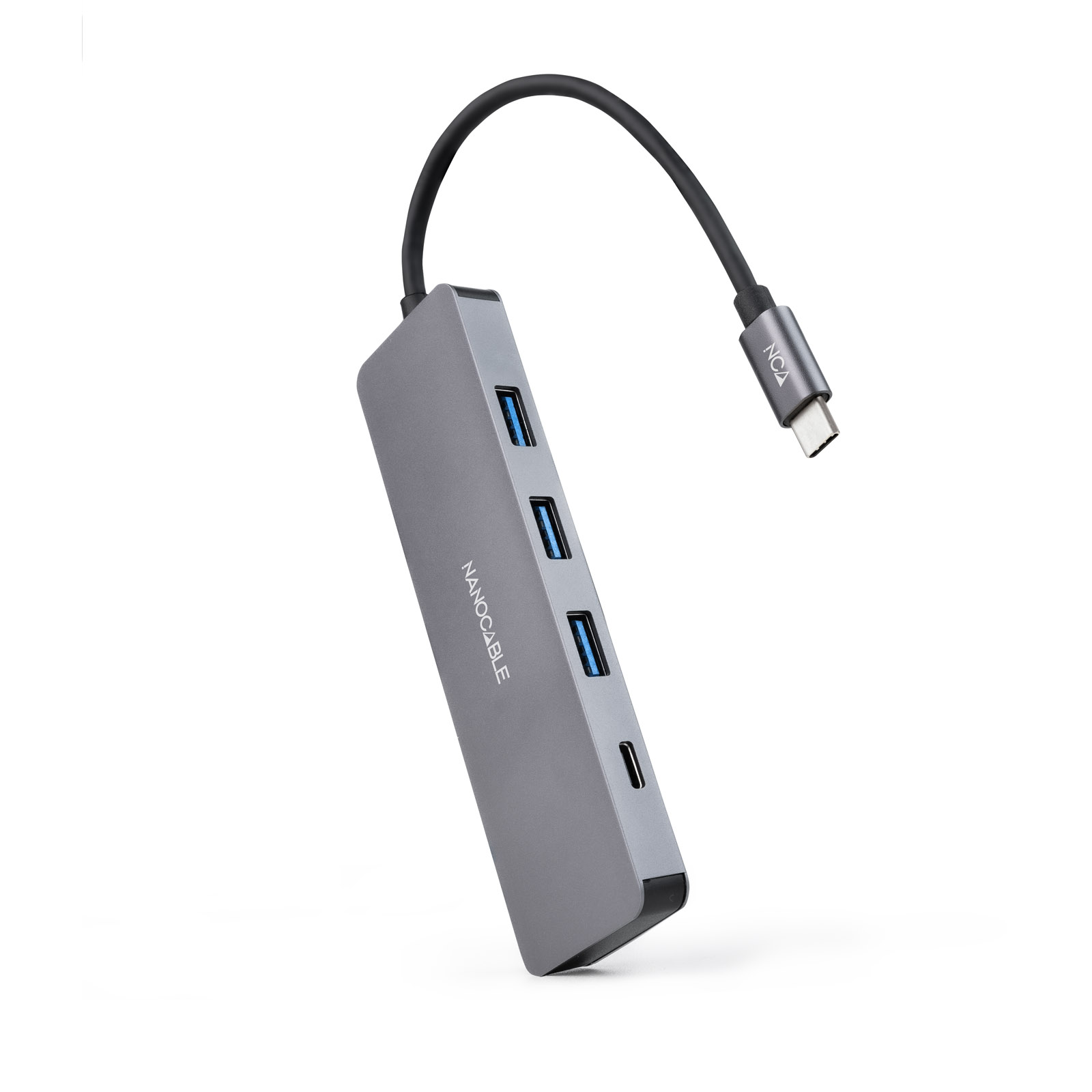 Hub USB Nanocable USB-C 3xUSB 3.0 1xUSB-C Gris