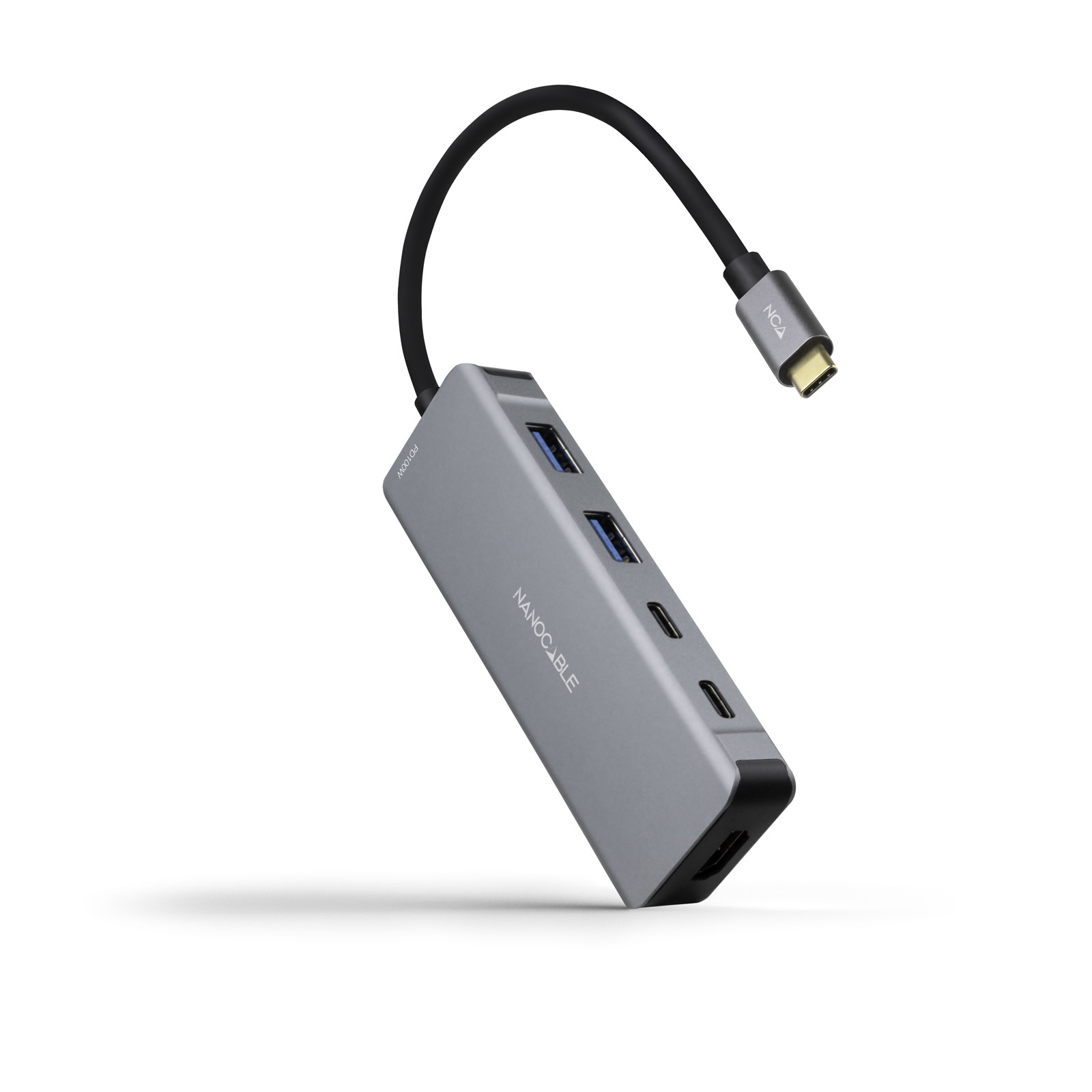 Hub USB-C Nanocable 2xUSB-A 3xUSB-C HDMI Power Delivery 100W Gris