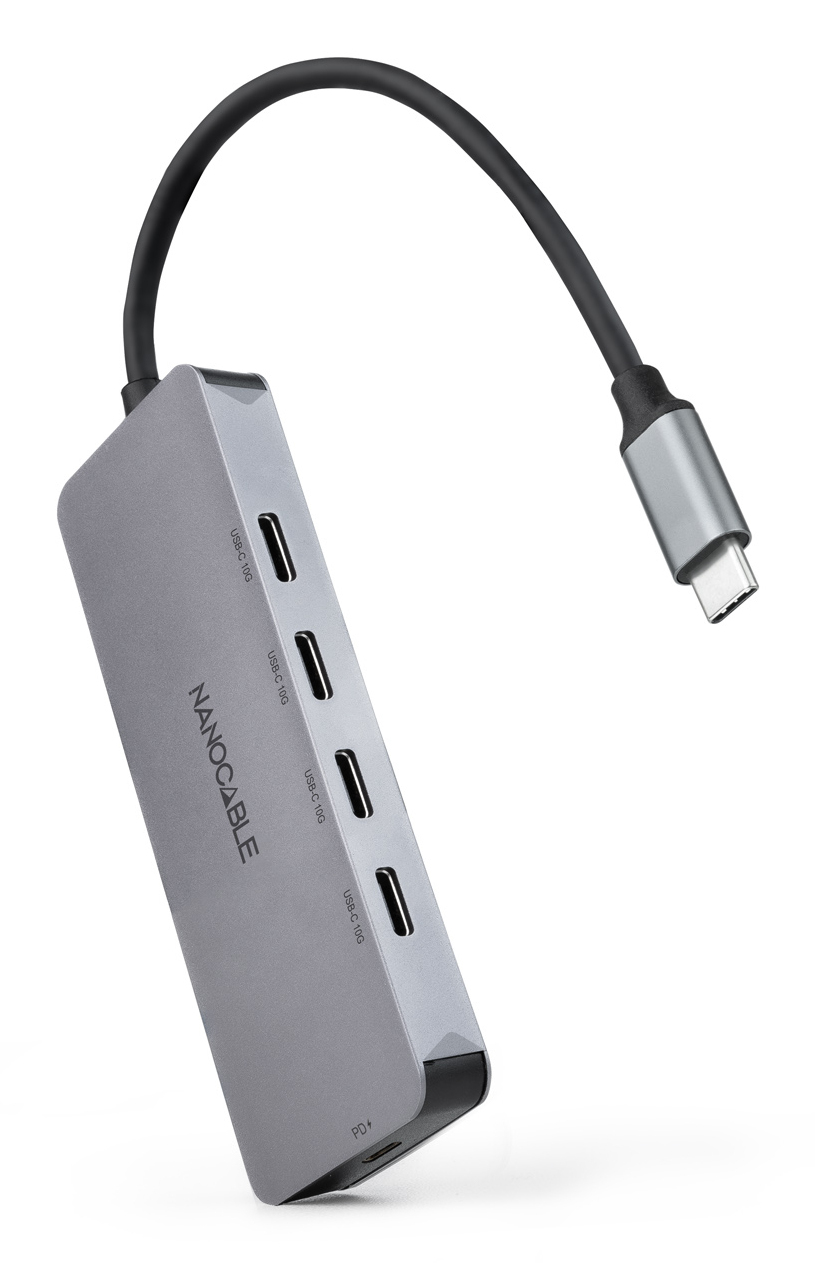 Nanocable HUB USB-C/M a 4xUSB-C/H + USB-C PD 100W