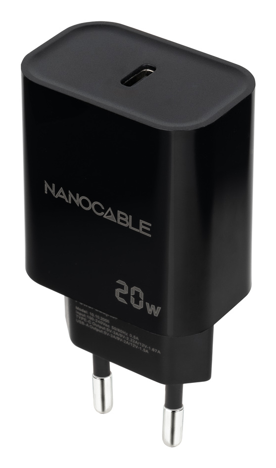 Cargador de pared Nanocable 10.10.2006 USB-C Negro 20W