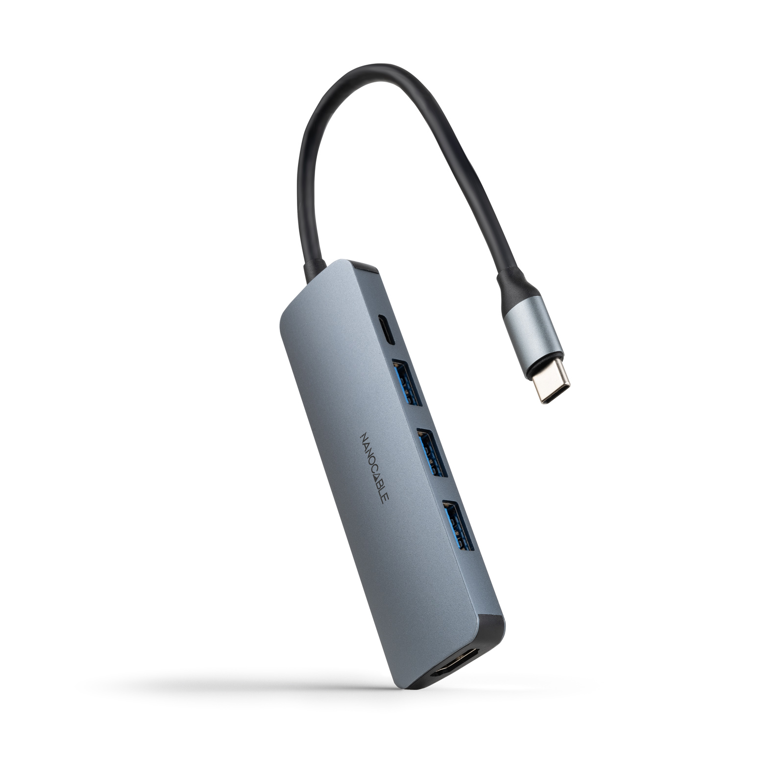 Hub USB-C NANOCABLE 3xUSB-A HDMI USB-C PD 100W Gris