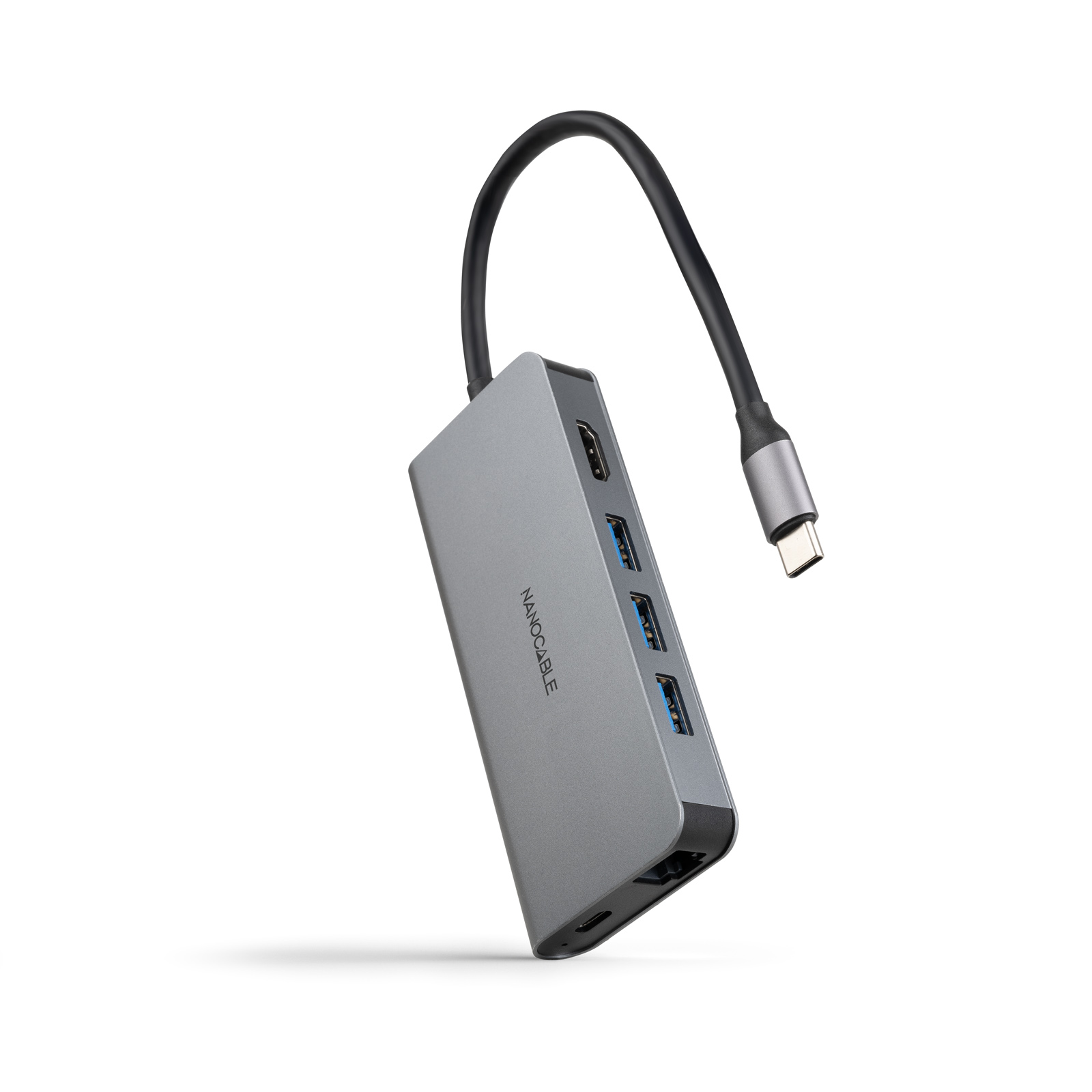 Hub USB-C Nanocable 8 en 1 HDMI 4K Ethernet SD Gris