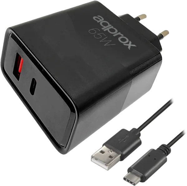 Cargador de pared approx! APPUSBWALL65W USB-C USB-A Negro (cable)