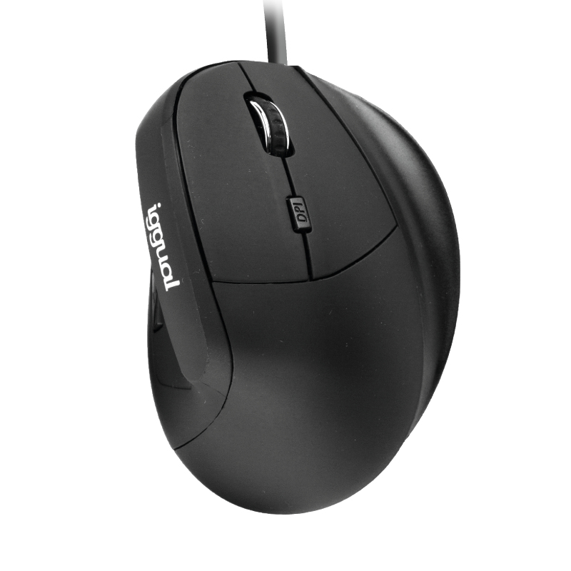 Ratón iggual ERGO-V Con cable Negro